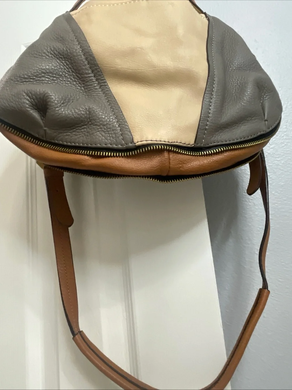 OrYANY Lian Slouchy Color Block Pebble Leather Hobo Shoulder- Crossbody Satchel